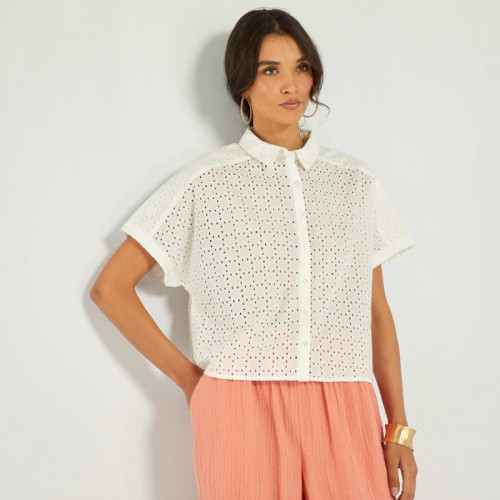 Chemise avec broderie - Blanc