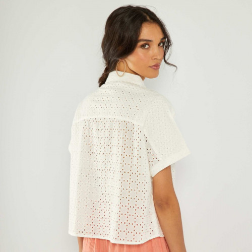 Chemise avec broderie - Blanc