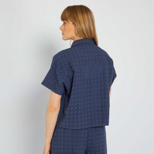 Chemise avec broderie - Bleu