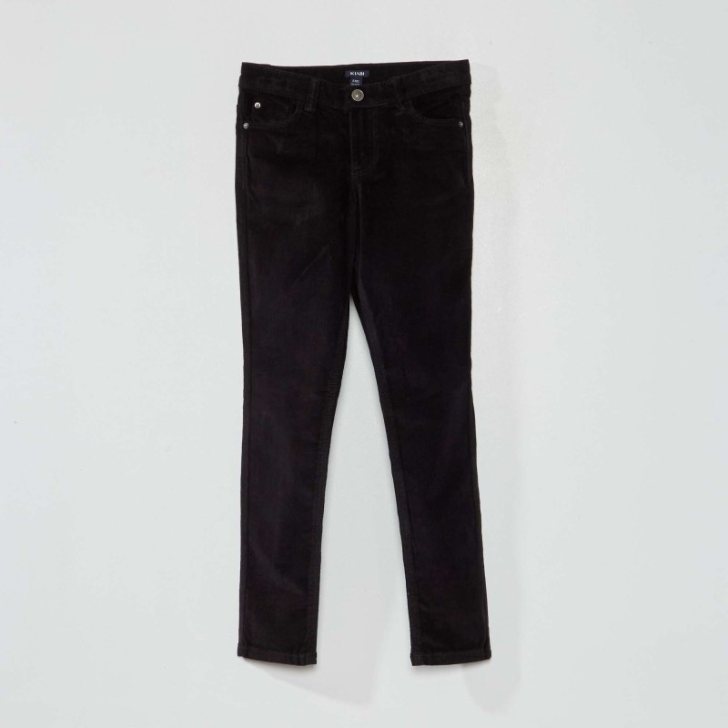 Pantalon skinny en velours uni - Noir