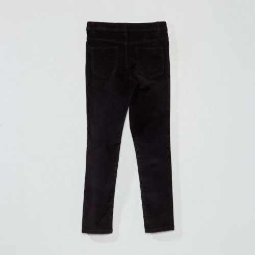 Pantalon skinny en velours uni - Noir