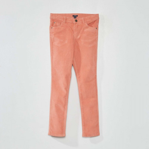 Pantalon skinny en velours uni - Rose