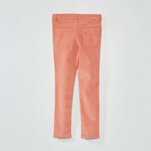 Pantalon skinny en velours uni - Rose