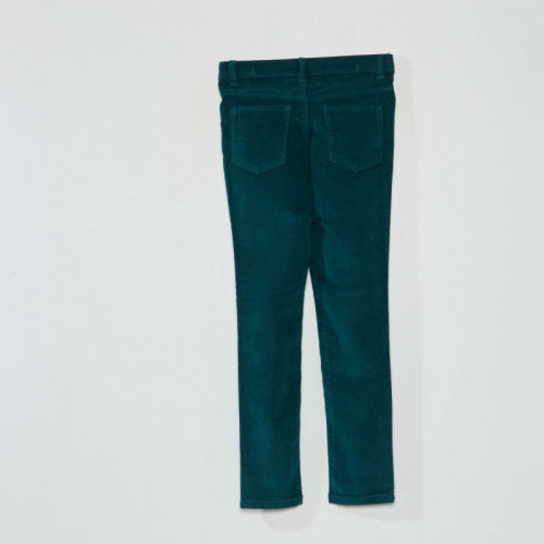 Pantalon skinny en velours uni - Vert