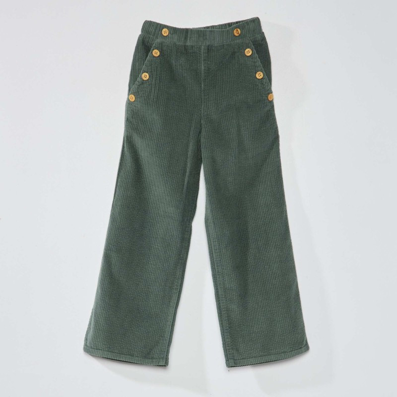 Pantalon en velours côtelé - Vert grisé