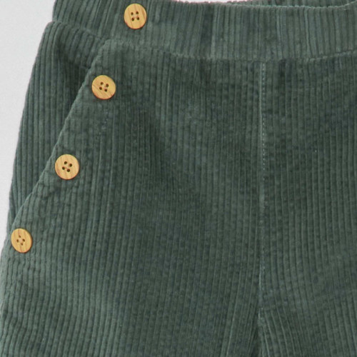 Pantalon en velours côtelé - Vert grisé