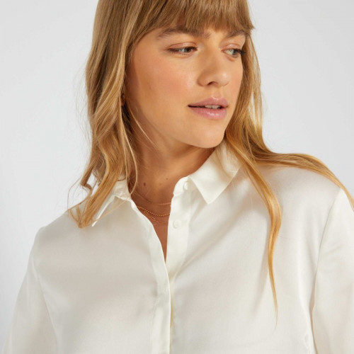 Chemise satinée manches courtes - Blanc