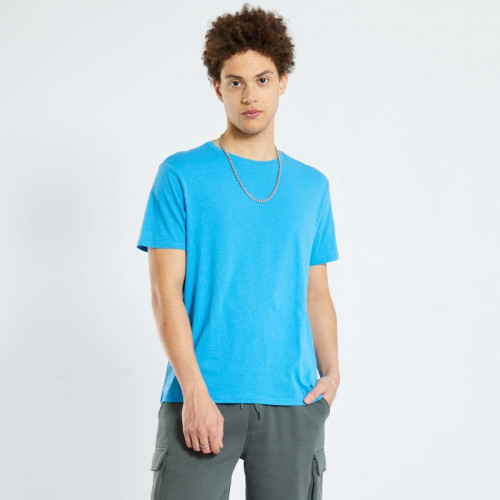 T-shirt en jersey uni - Bleu azur