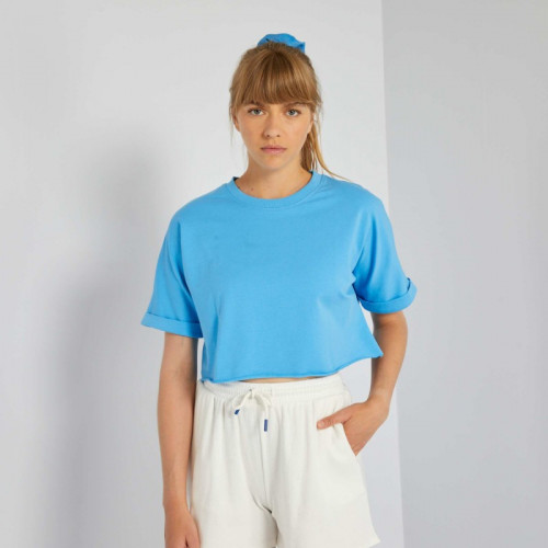 Tee-shirt crop top - Bleu