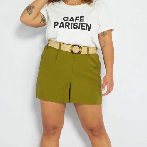 Short en twill avec ceinture - Vert