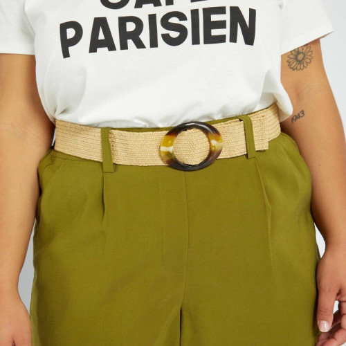 Short en twill avec ceinture - Vert