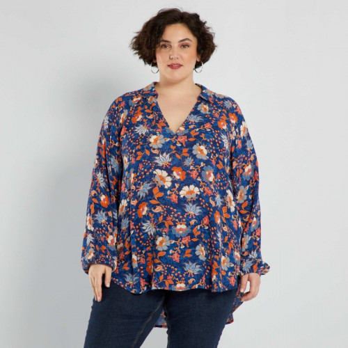 Blouse fluide avec imprimé - Bleu