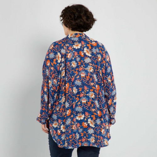 Blouse fluide avec imprimé - Bleu