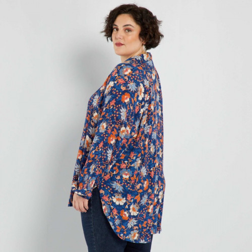 Blouse fluide avec imprimé - Bleu