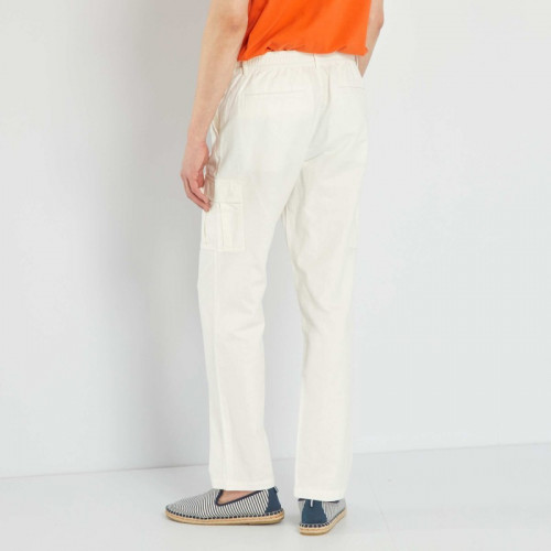 Pantalon en lin et coton avec poches - Blanc