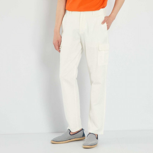 Pantalon en lin et coton avec poches - Blanc