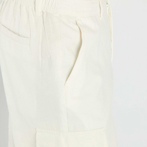 Pantalon en lin et coton avec poches - Blanc