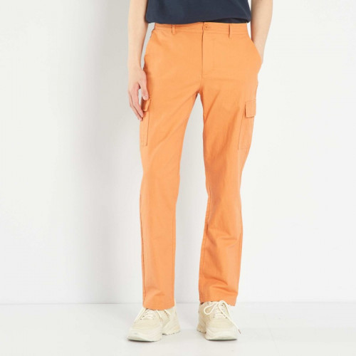 Pantalon en lin et coton avec poches - Orange