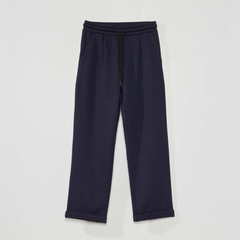 Pantalon jogging en maille piquée - Bleu marine