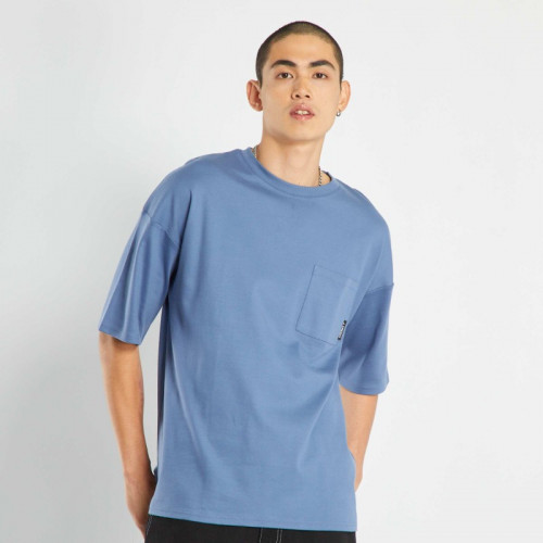 T-shirt avec poche poitrine - Bleu marine