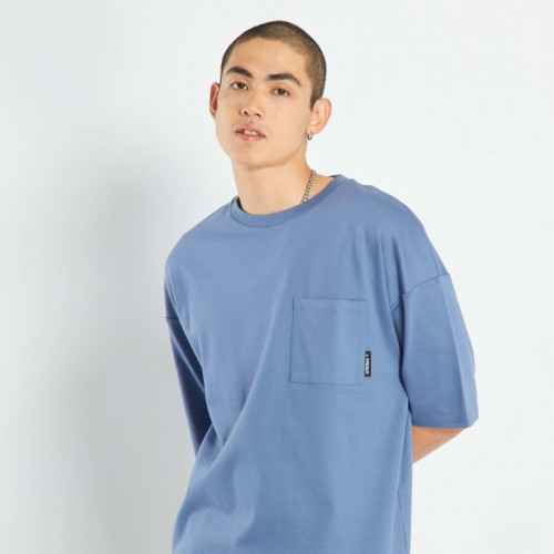 T-shirt avec poche poitrine - Bleu marine