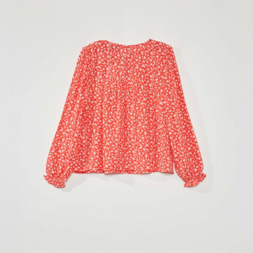 Blouse à manches longues avec imprimé - Rouge