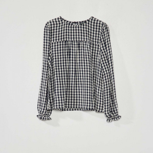 Blouse à manches longues avec imprimé - Bleu foncé