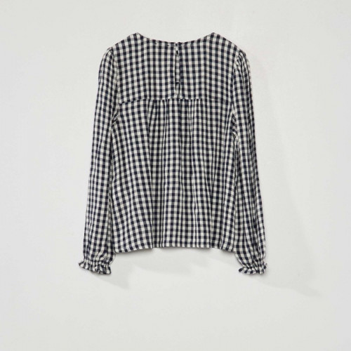 Blouse à manches longues avec imprimé - Bleu foncé