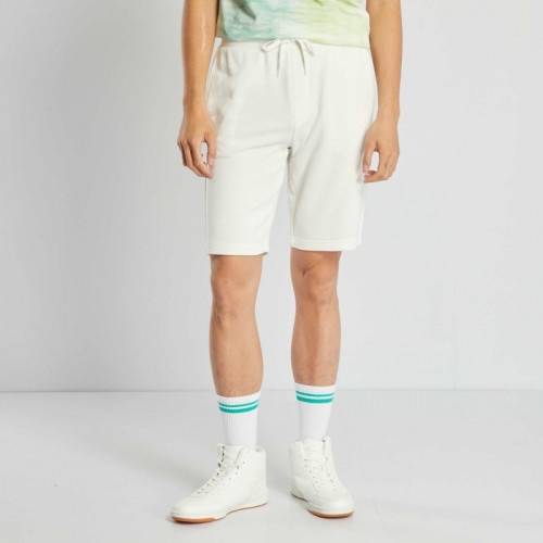 Short en molleton uni - Blanc