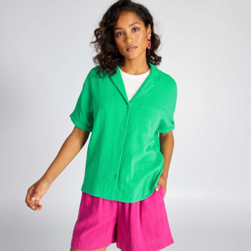 Chemisier en double gaze de coton - Vert