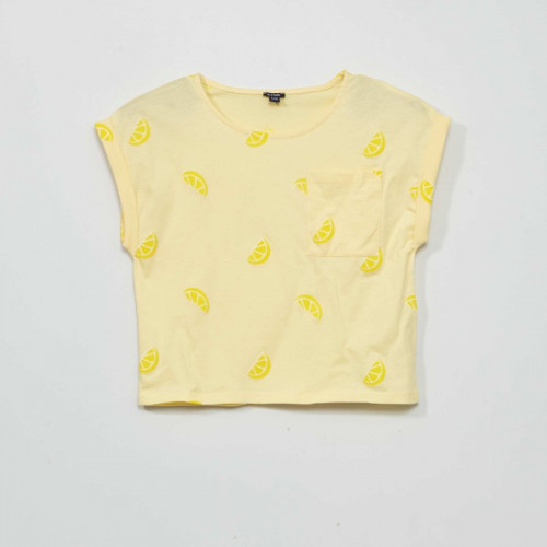 T-shirt en jersey avec imprimé - Jaune