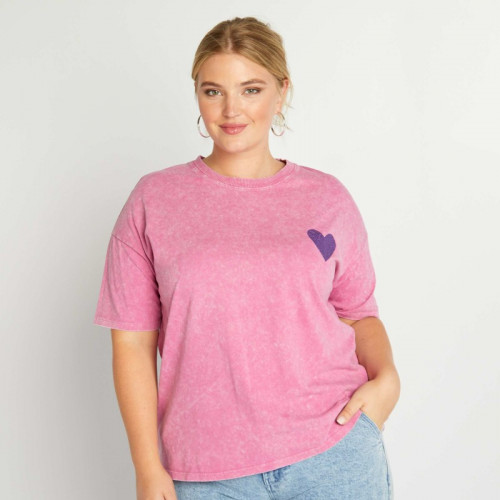 Tee-shirt imprimé manches courtes - Rose