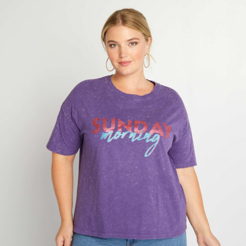 Tee-shirt imprimé manches courtes - Violet