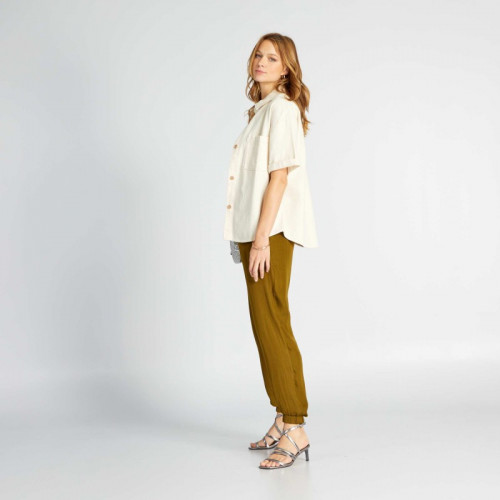 Pantalon cargo en satin - Kaki