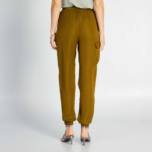 Pantalon cargo en satin - Kaki