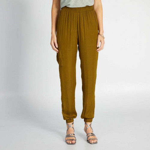 Pantalon cargo en satin - Kaki