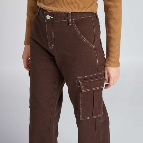 Pantalon avec poches à rabats - Marron