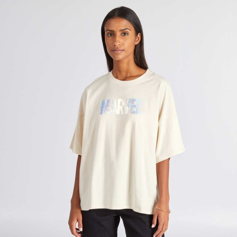 Tee-shirt oversize 'Marvel' - Beige