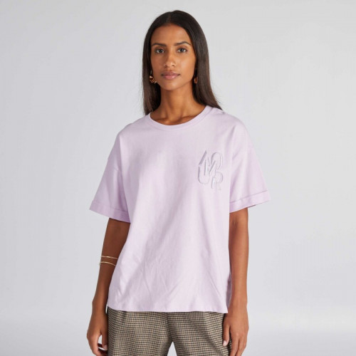 T-shirt en jersey avec broderie - Violet