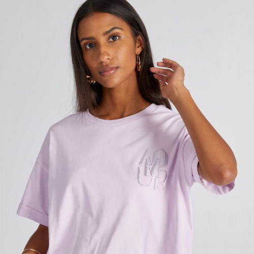 T-shirt en jersey avec broderie - Violet