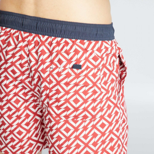 Short de bain avec motifs géométrique - Rouge