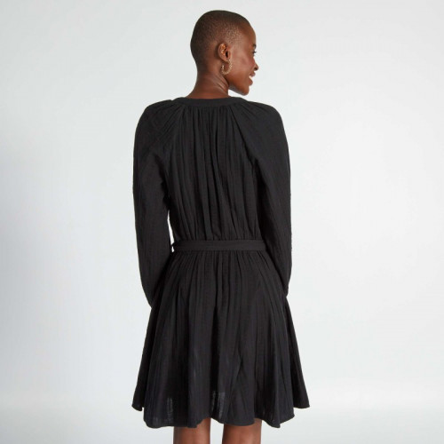 Robe courte en gaze de coton - Noir