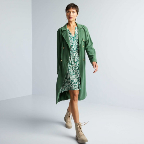 Robe courte en crépon - Vert