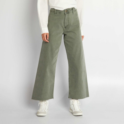 Pantalon large wide leg cropped - Vert foncé