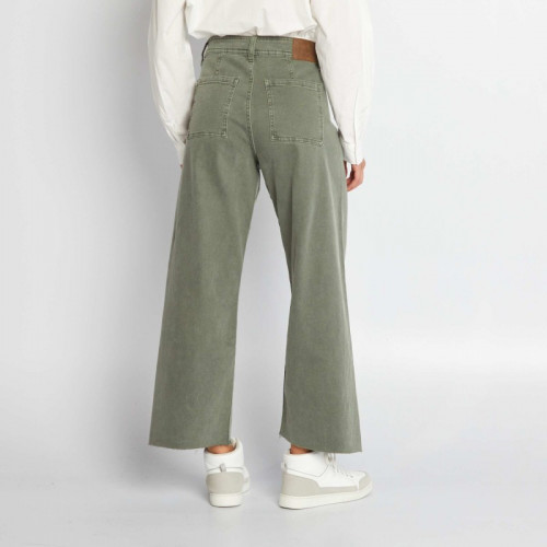 Pantalon large wide leg cropped - Vert foncé