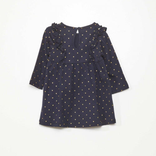 Robe évasée motif pois - Marine coeur