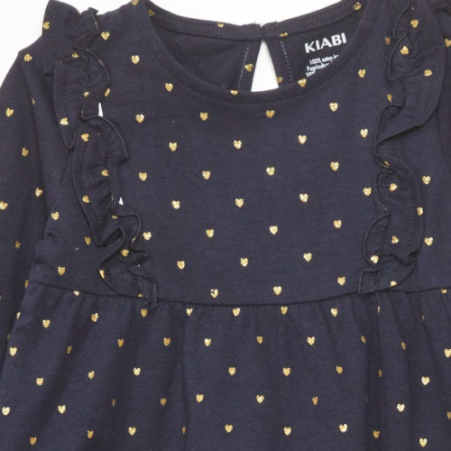 Robe évasée motif pois - Marine coeur