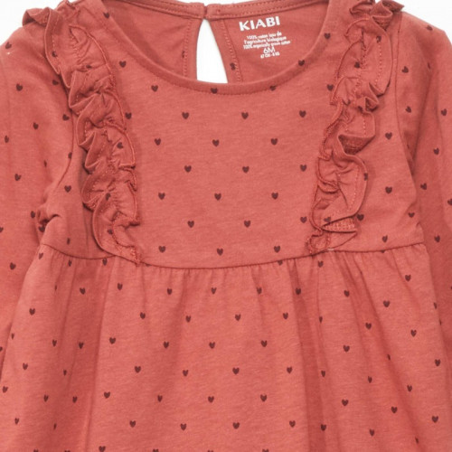 Robe évasée motif pois - Rouge coeur