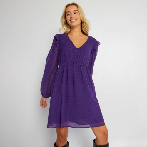 Robe courte à plumetis - Violet