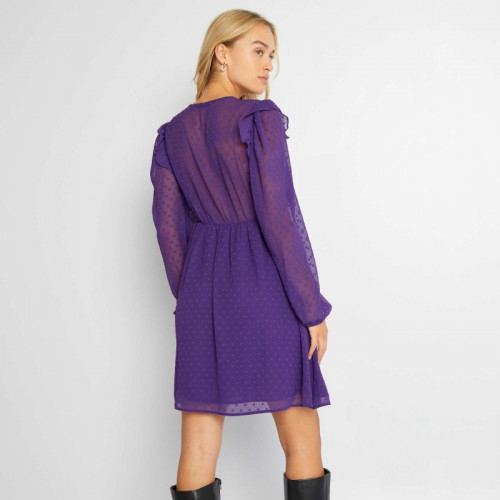 Robe courte à plumetis - Violet